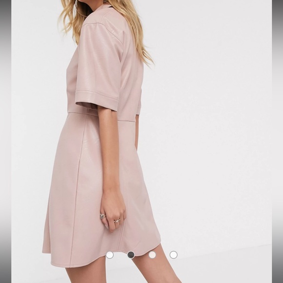 ASOS Pale Pink Leather Mini Button through dress- NWT - Picture 2 of 2